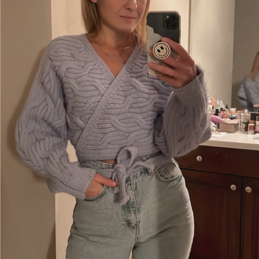 Zara Cable Knite Wrap sweater size S